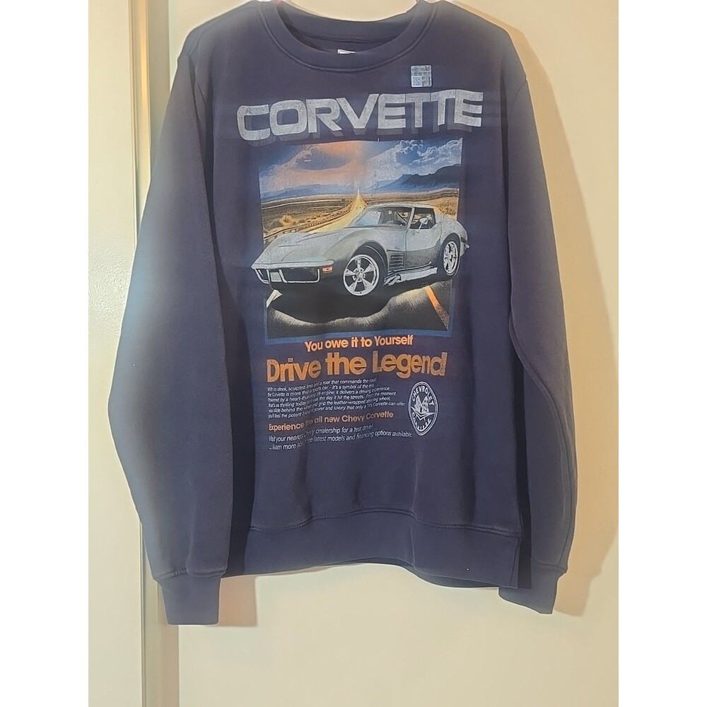 CORVETTE MEN'S DRIVE THE LEGEND GRAPHIC PRINT CREWNECK SWEATSHIRT M